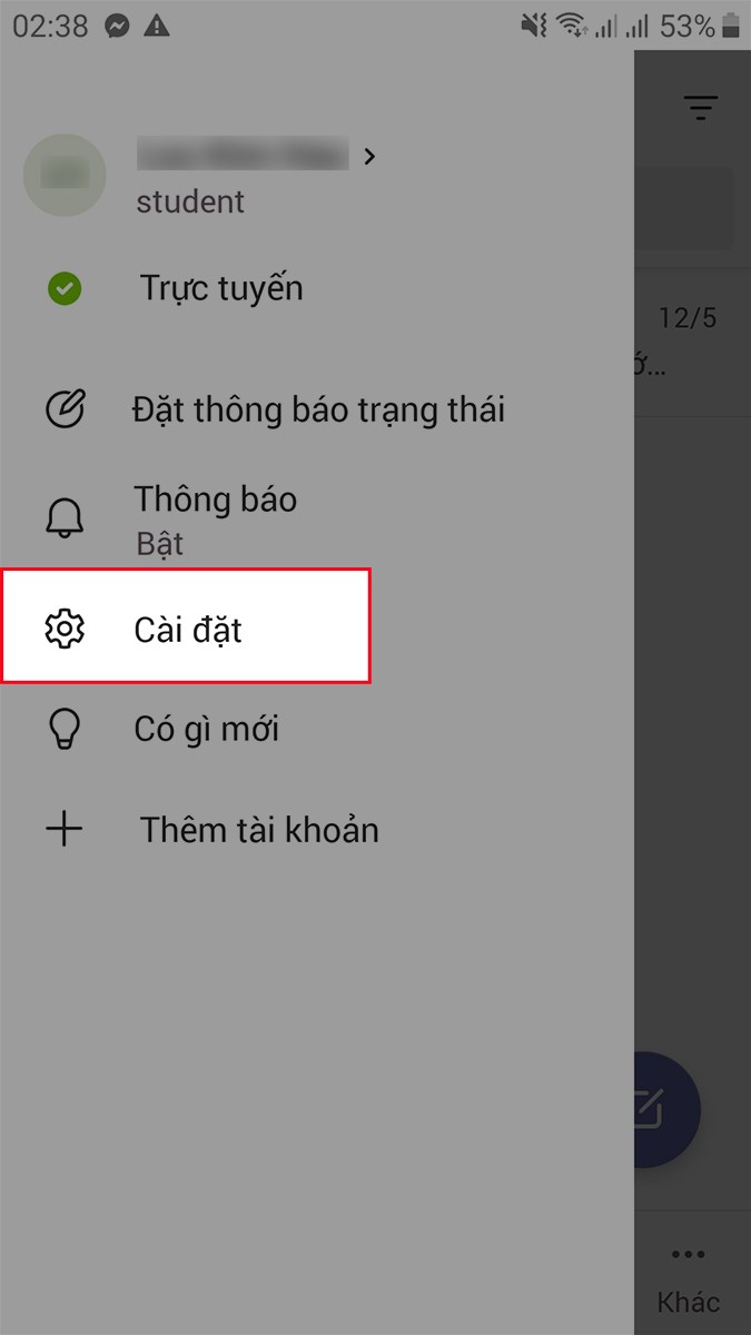 Chọn Cài đặt Chọn Cài đặt