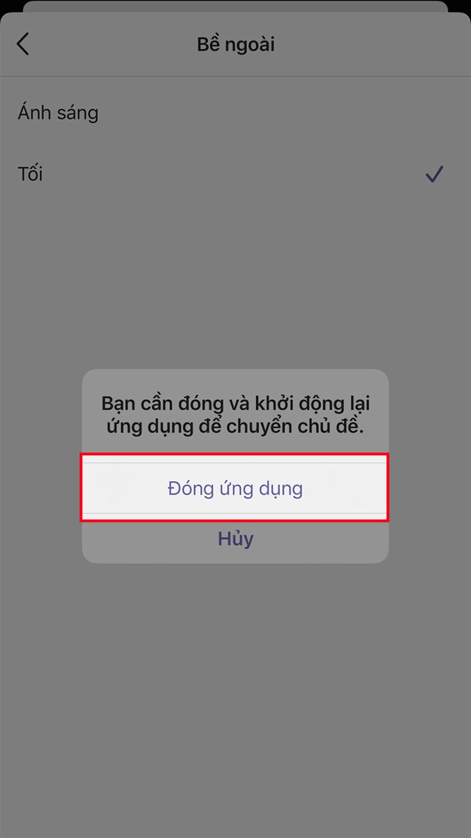 Chọn Đóng ứng dụng Chọn Đóng ứng dụng
