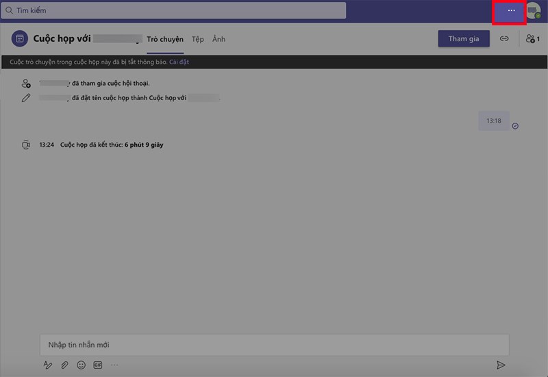 Mở Microsoft Teams trên máy tính, nhấn vào biểu tượng dấu 3 chấm ở góc trên bên phải Mở Microsoft Teams trên máy tính, nhấn vào biểu tượng dấu 3 chấm ở góc trên bên phải