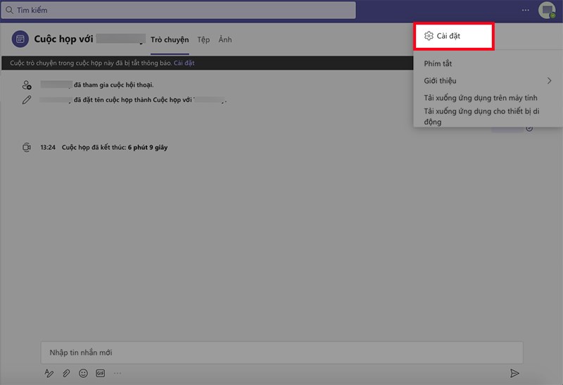 Chọn Cài đặt Chọn Cài đặt