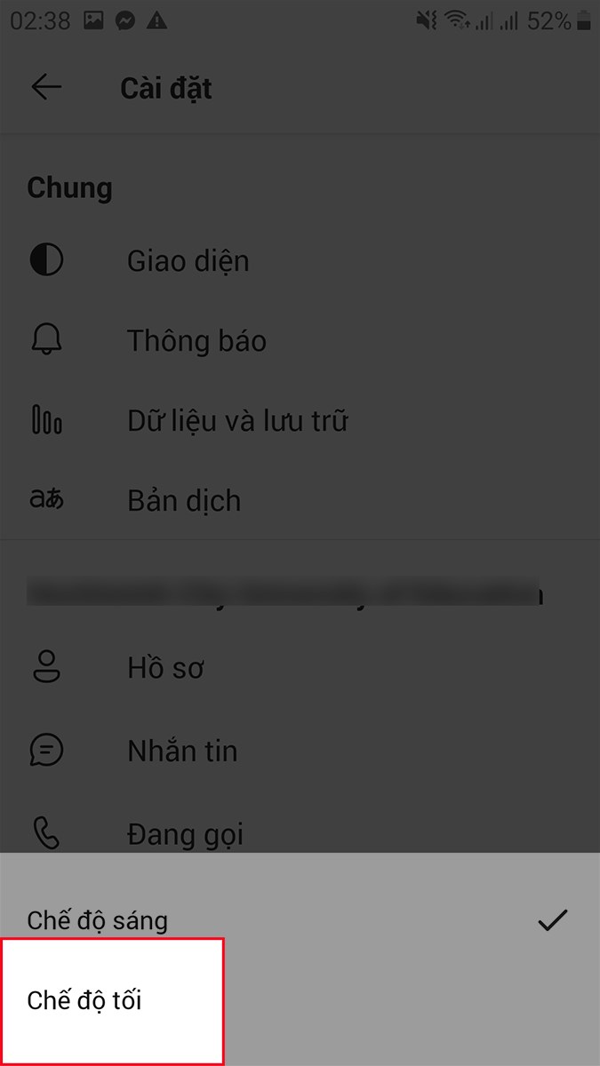 Chọn Chế độ tối Chọn Chế độ tối