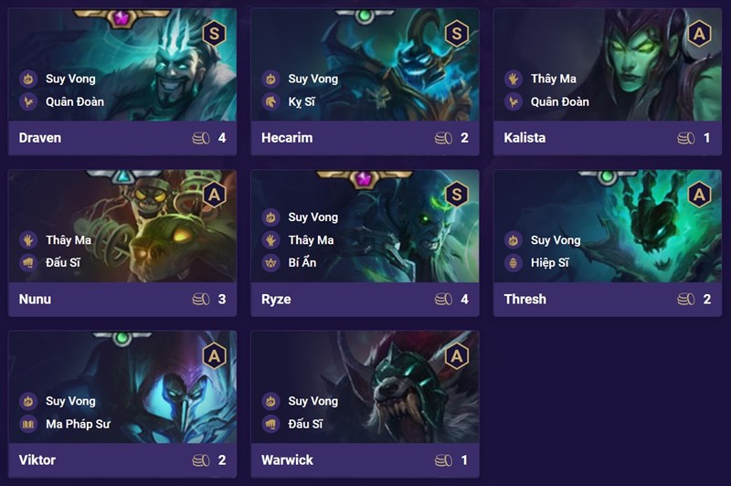 Đội h&igrave;nh Suy Vong Th&acirc;y Ma DTCL M&ugrave;a 5