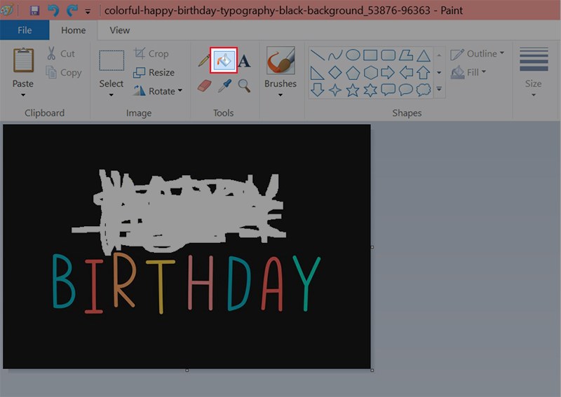Nhấn chuột v&agrave;o v&ugrave;ng m&agrave;u nền của chữ đ&atilde; x&oacute;a > Chọn c&ocirc;ng cụ Fill with color (biểu tượng th&ugrave;ng sơn)