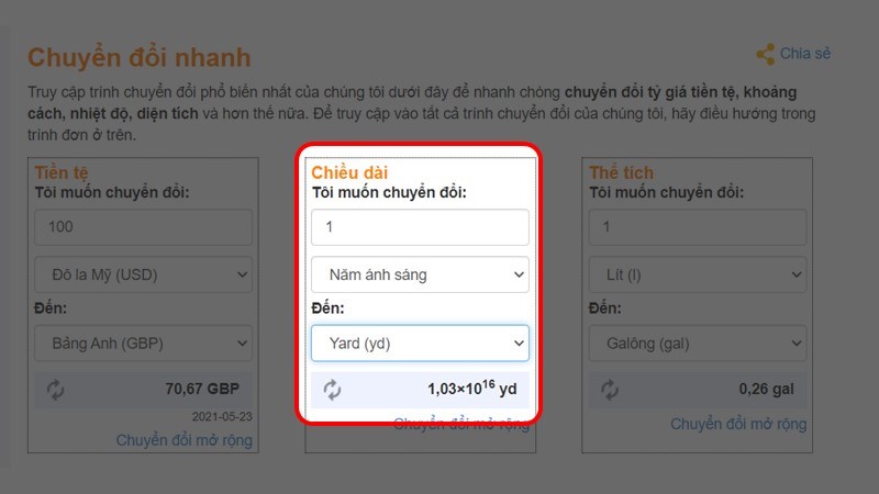 Trang web đổi đơn vị