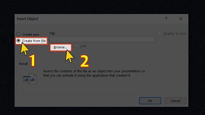 Chọn Create from file và bấm Browse