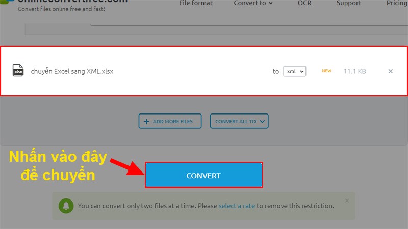 Nhấn v&agrave;o Convert để chuyển