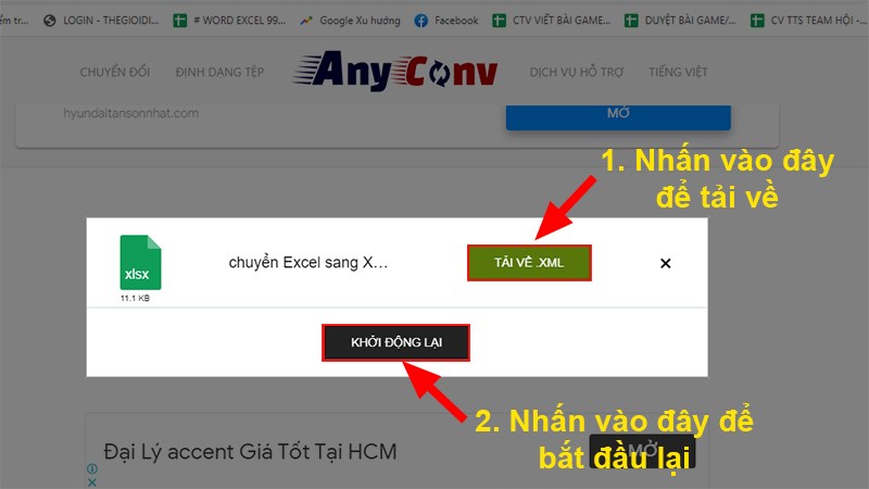 Nhấn Tải về XML&nbsp;để tải về