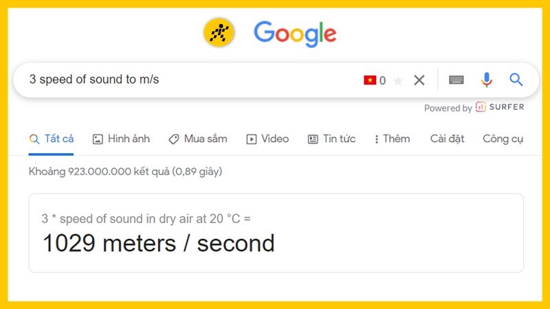 Đổi vận tốc âm thanh bằng Google
