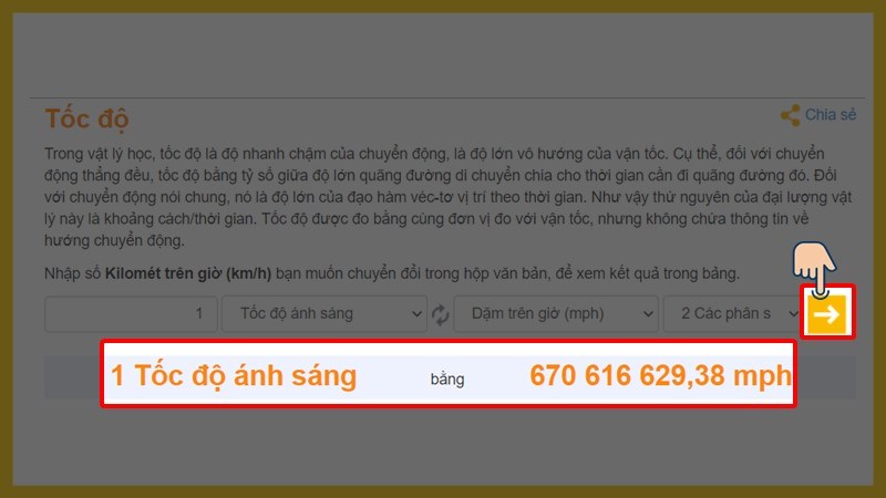 Nhấn chọn dấu mũi tên để chuyển đổi