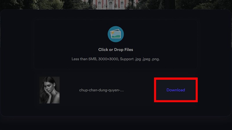 Nhấn Download để tải ảnh về máy