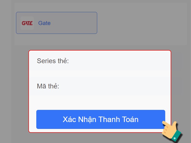 Nhập thông tin thẻ cào để thanh toán