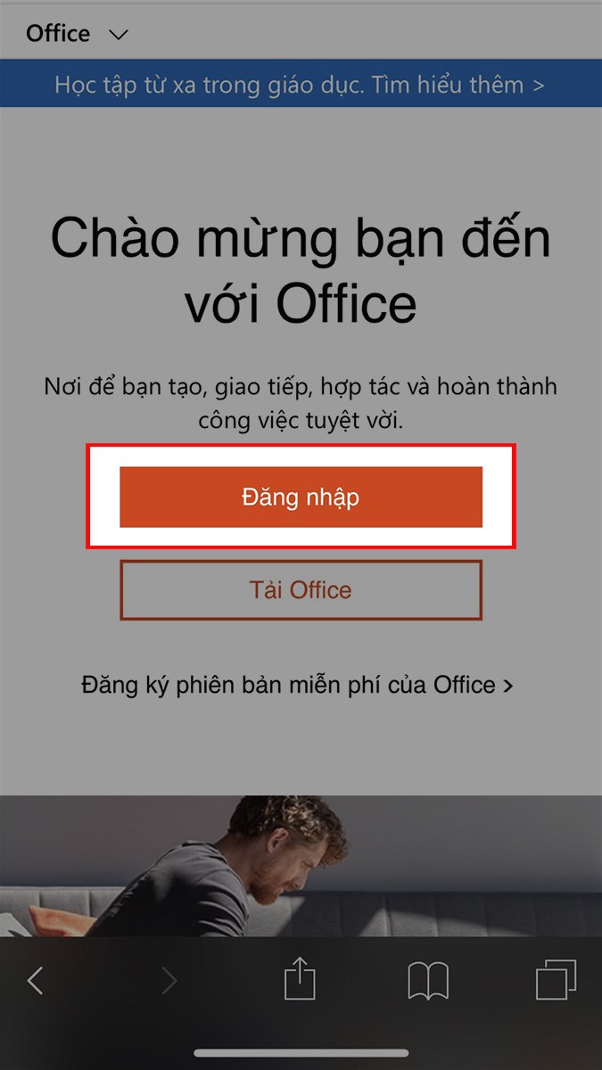 Truy cập trang web office.com > Chọn Đăng nhập