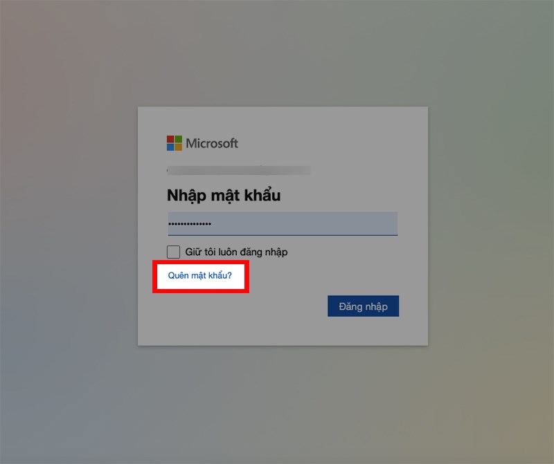 Truy cập Microsoft Teams, chọn Quên mật khẩu?