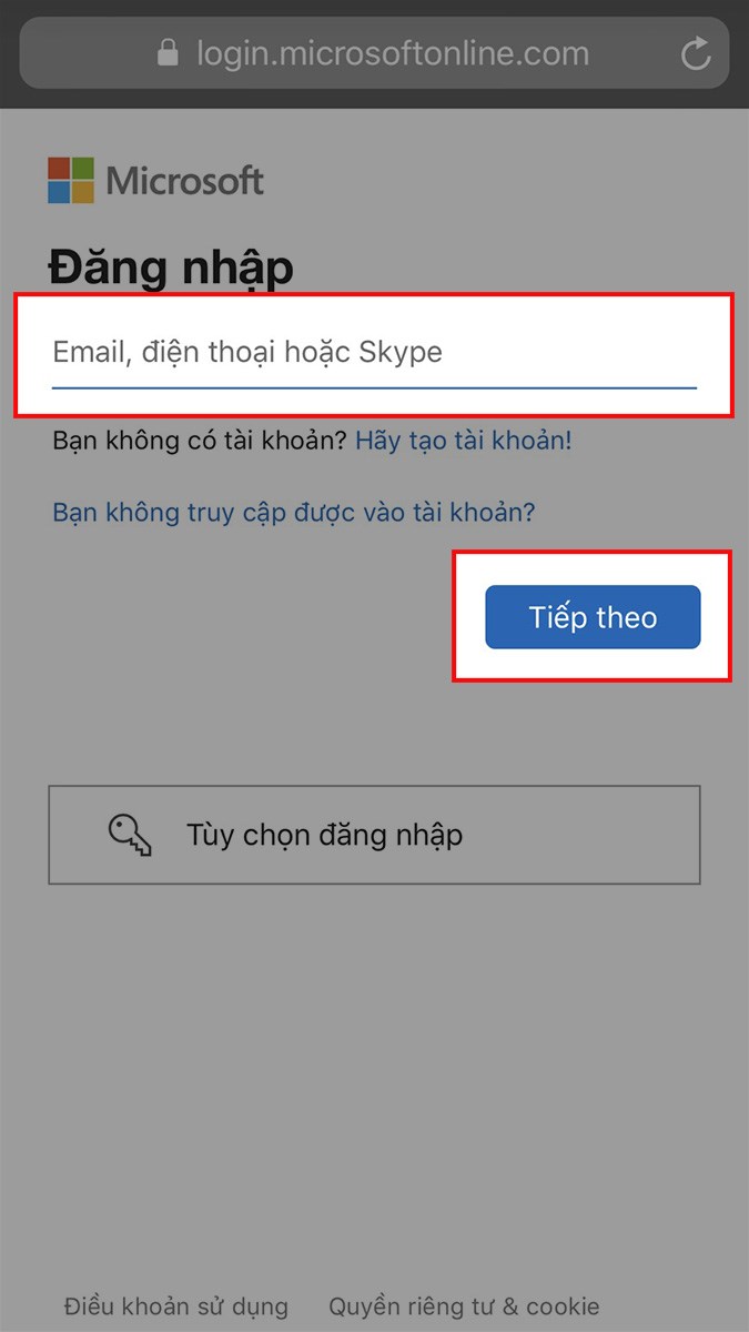 Nhập tài khoản Microsoft Teams của bạn vào ô Email, điện thoại hoặc Skype > Chọn Tiếp theo Nhập tài khoản Microsoft Teams của bạn vào ô Email, điện thoại hoặc Skype > Chọn Tiếp theo