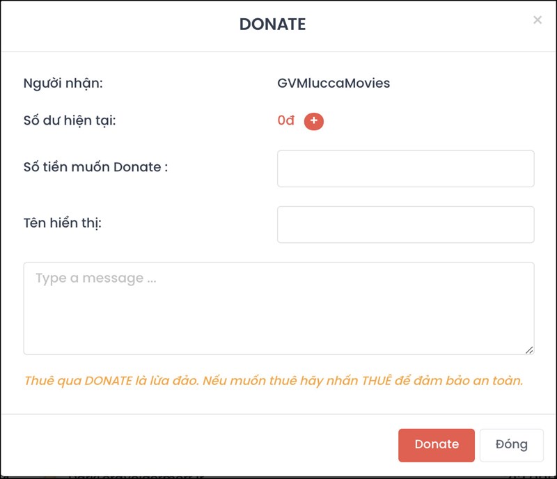 Nhấn Donate để hoàn thành