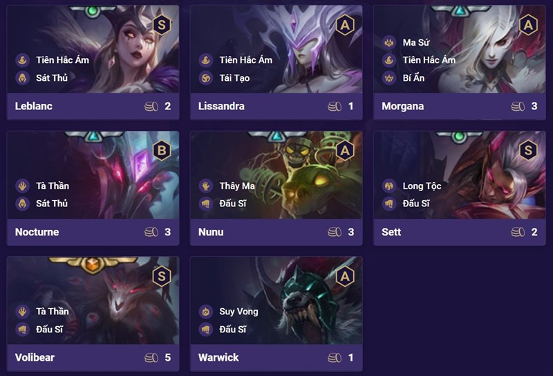 Đội h&igrave;nh Ti&ecirc;n Hắc &Aacute;m Đấu Sĩ DTCL M&ugrave;a 5