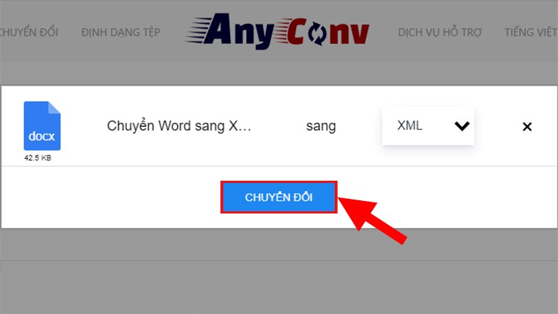 Nhấn vào Chuyển đổi để chuyển