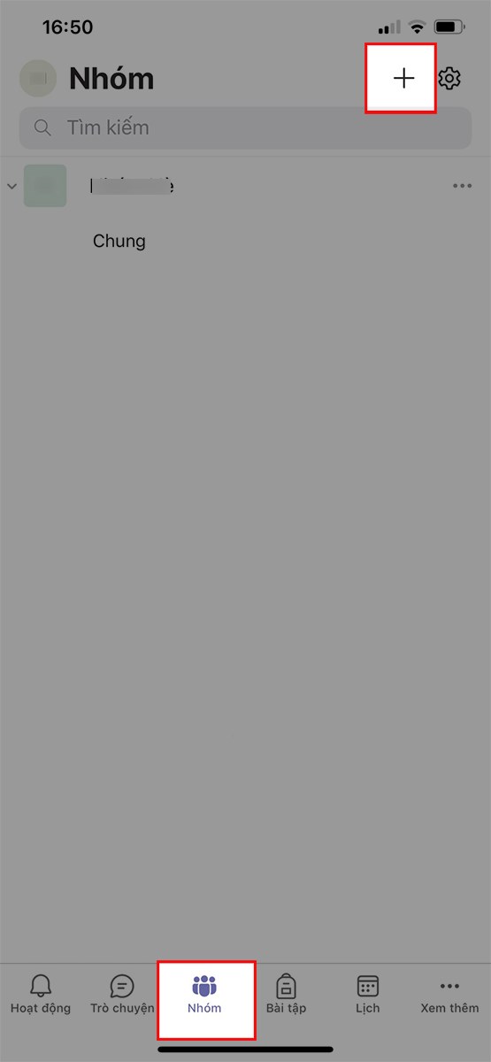 Mở ứng dụng Microsoft Teams, nhấn vào biểu tượng Nhóm > Nhấn vào biểu tượng dấu cộng ở góc trên bên phải Mở ứng dụng Microsoft Teams, nhấn vào biểu tượng Nhóm > Nhấn vào biểu tượng dấu cộng ở góc trên bên phải