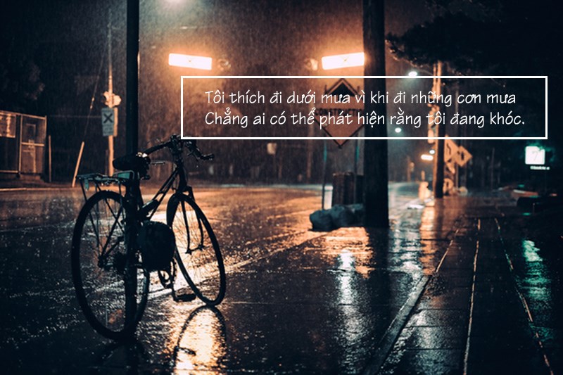 Cô đơn đi dưới mưa