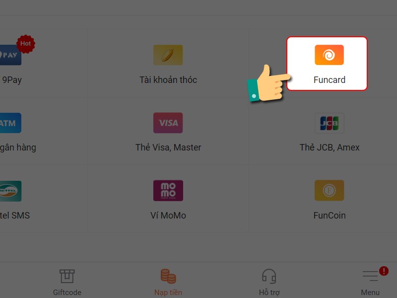 Hình thức thanh toán Funcard