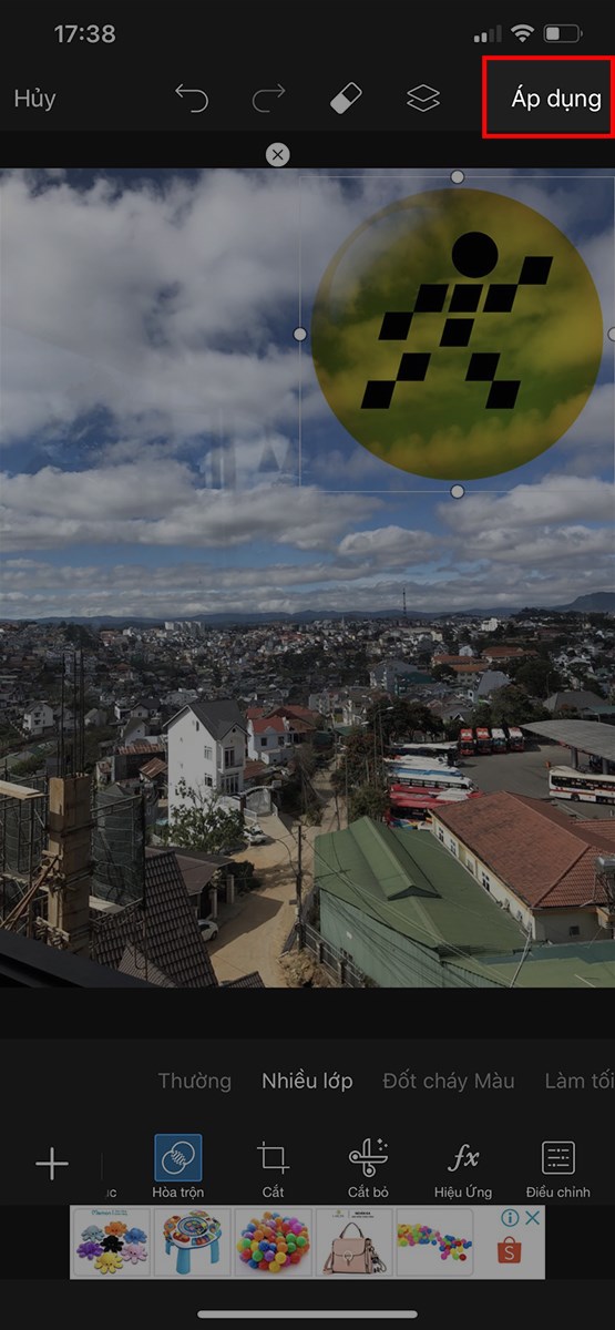 Sau khi đ&atilde; chỉnh sửa xong, chọn &Aacute;p dụng