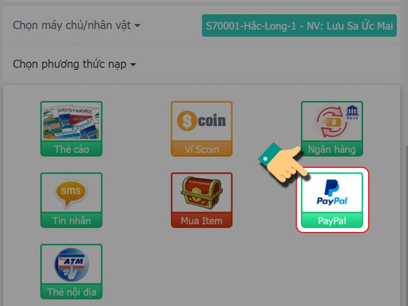 Nạp bằng PayPal