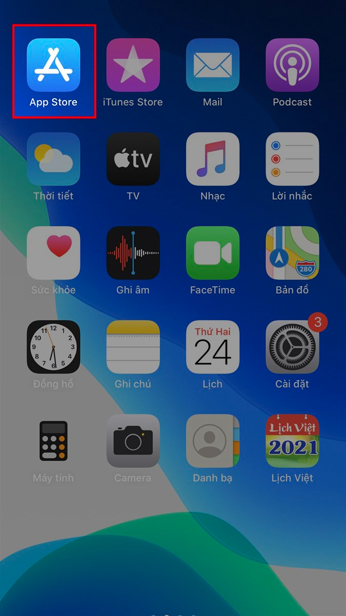 Mở App Store trên iOS (Đối với Android, mở Google Play) Mở App Store trên iOS (Đối với Android, mở Google Play)