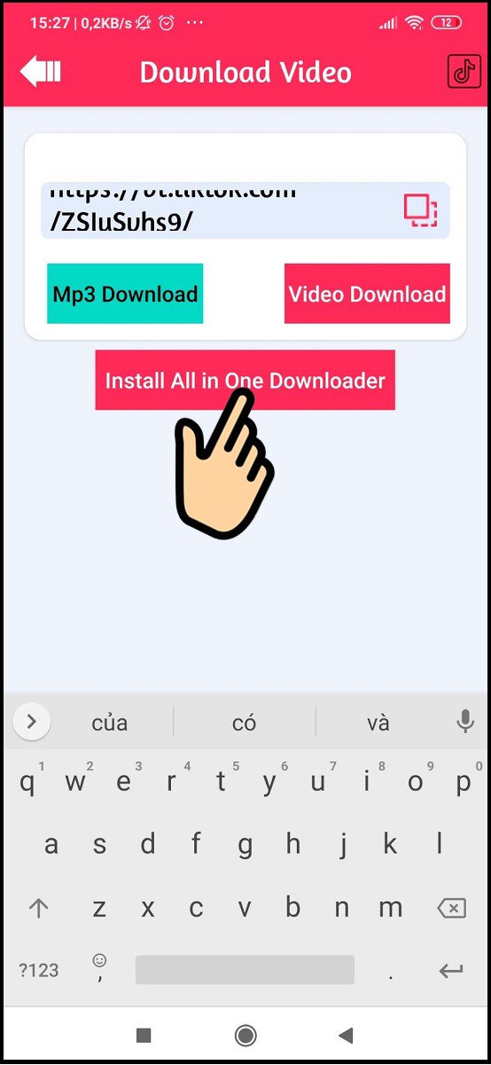 Dán link và bấm chọn Install All in One Downloader