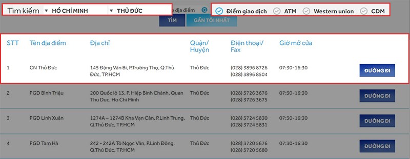 Tra cứu thông tin địa điểm giao dịch ACB trên toàn quốc