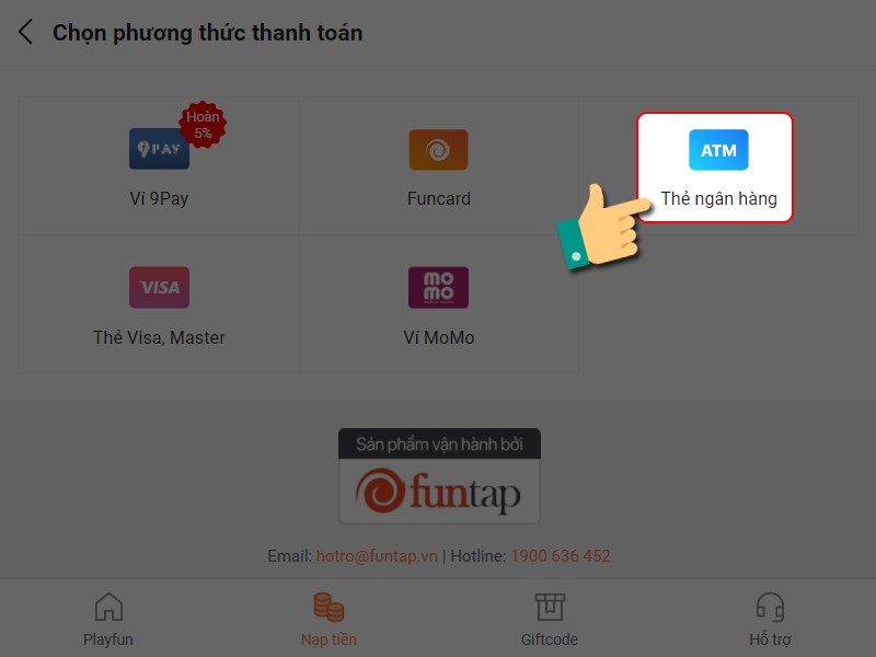 Hình thức thanh toán thẻ ATM