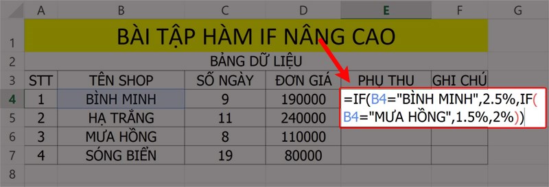 Bài tập hàm IF nâng cao.