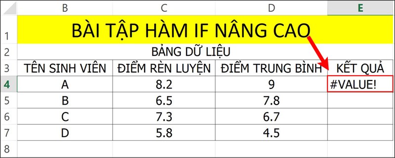 Lỗi #VALUE!.