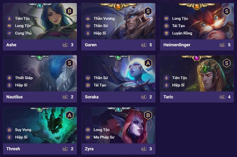 Đội hình Long Tộc Hiệp Sĩ DTCL Mùa 5
