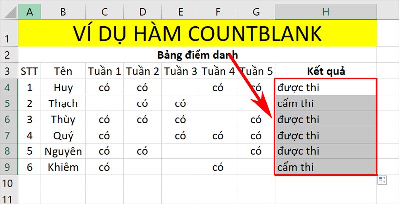 Nhấn phím Enter để hiển thị kết quả