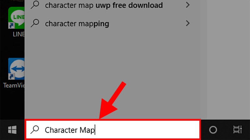 Đi đến thanh tìm kiếm của Windows > Nhập vào Character Map