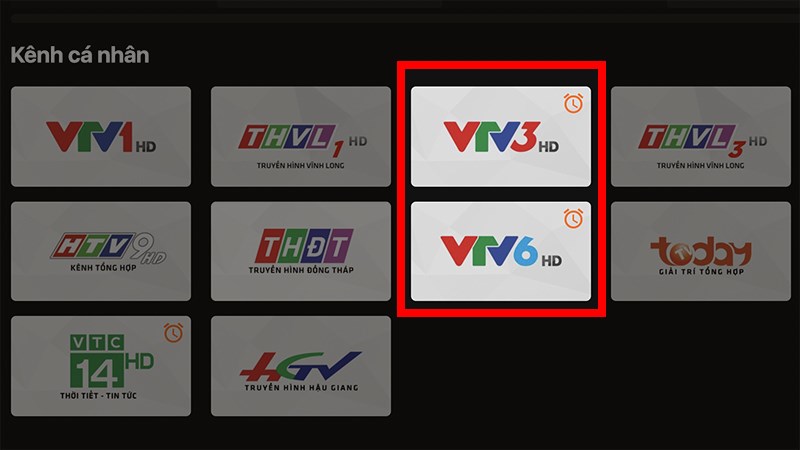 Chọn kênh VTV3 hoặc VTV6