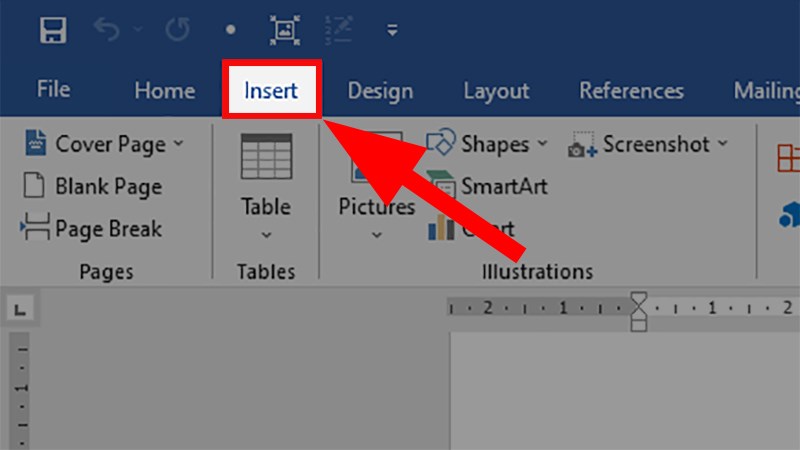 Mở file Word > Chọn thẻ Insert
