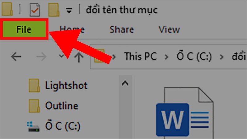 Nhấn tổ hợp phím Windows + E để mở File Explore > Chọn thẻ File