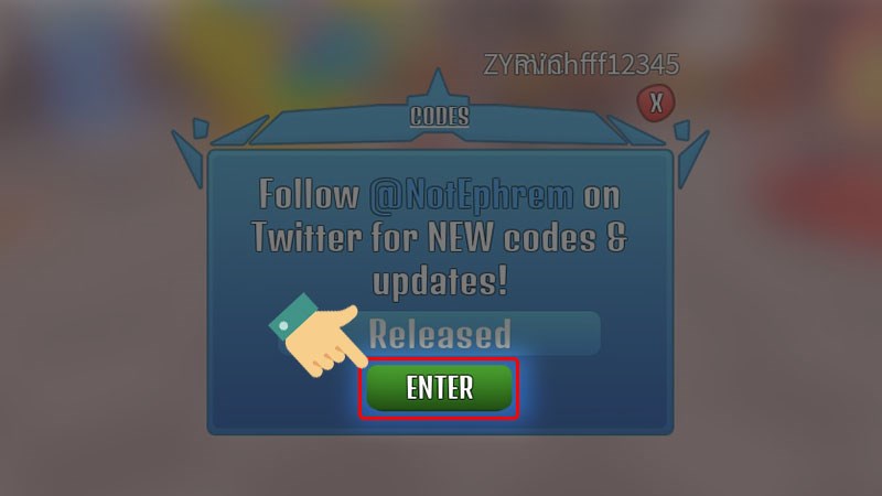 Nhấn Enter để nhận phần thưởng từ code