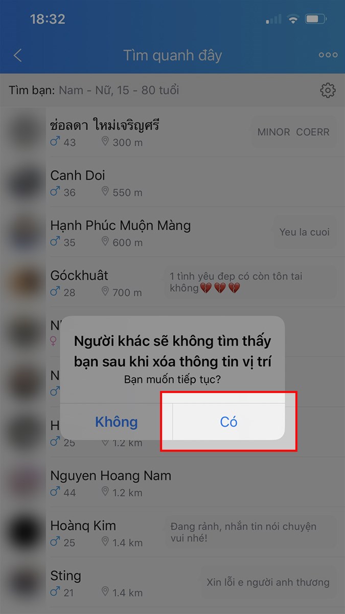 Chọn Có