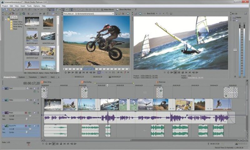 Giao diện phần mềm Sony Vegas Movie Studio.