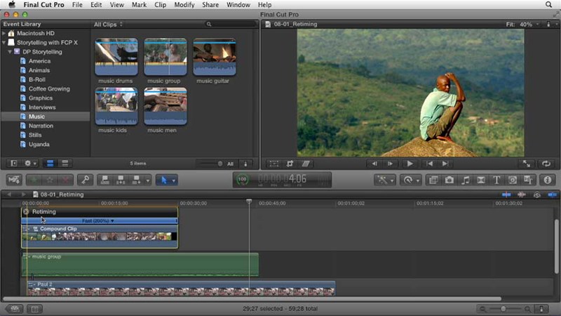 Giao diện phần mềm Final Cut Pro.