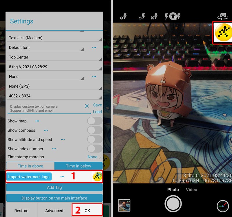 Import watermark logo để chèn thêm watermark cho ảnh. Import watermark logo để chèn thêm watermark cho ảnh.