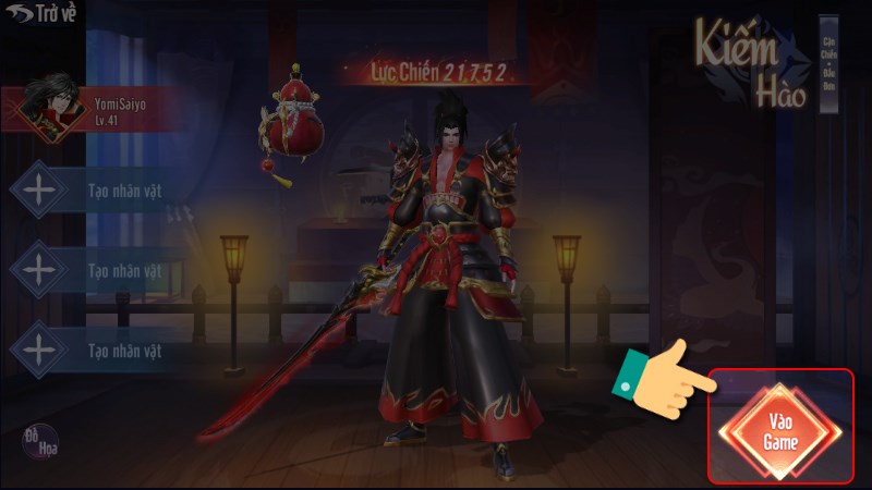 Chọn nh&acirc;n vật v&agrave; v&agrave;o tr&ograve; chơi