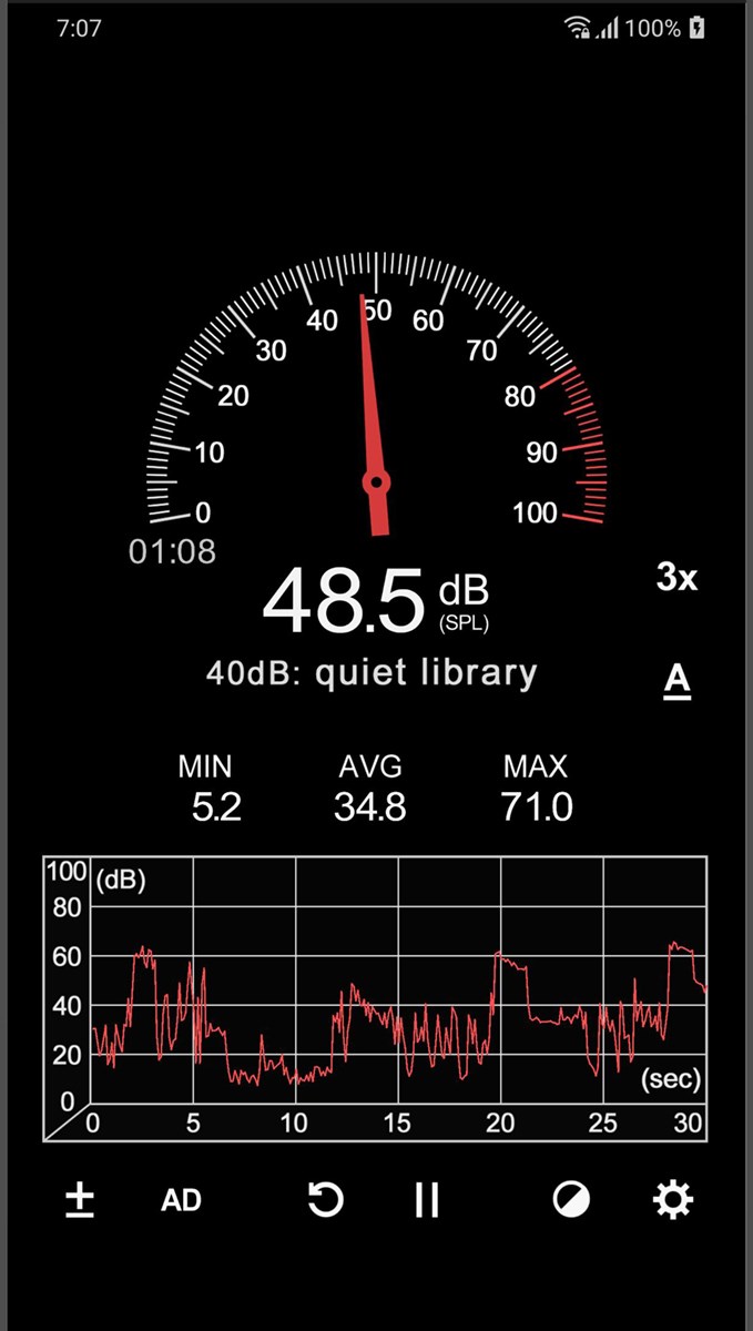 Giao diện ứng dụng Sound Meter.