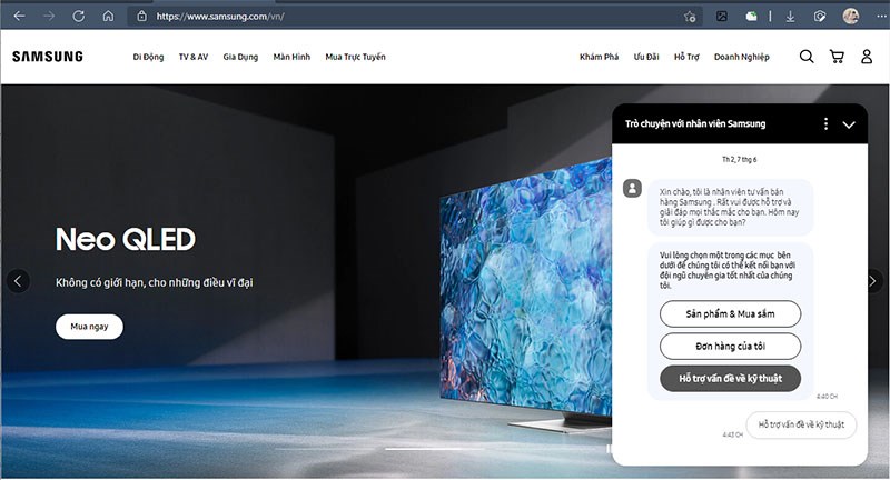 Trò chuyện với Samsung