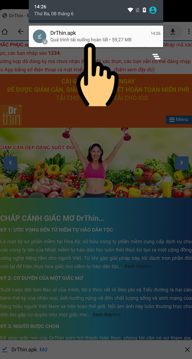 Bạn nhấn chọn file vừa tải về