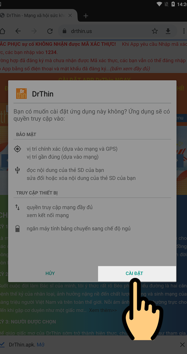 Bạn chọn C&agrave;i đặt (Install)
