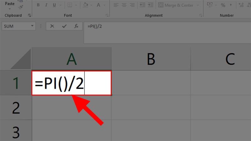 Trong 1 ô tính A2 bạn gõ công thức =PI()/2