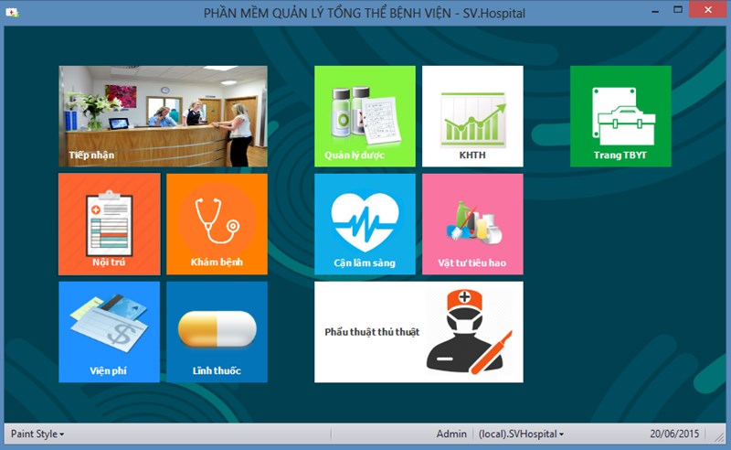 Giao diện Phần mềm quản lý bệnh viện SAO VIET.